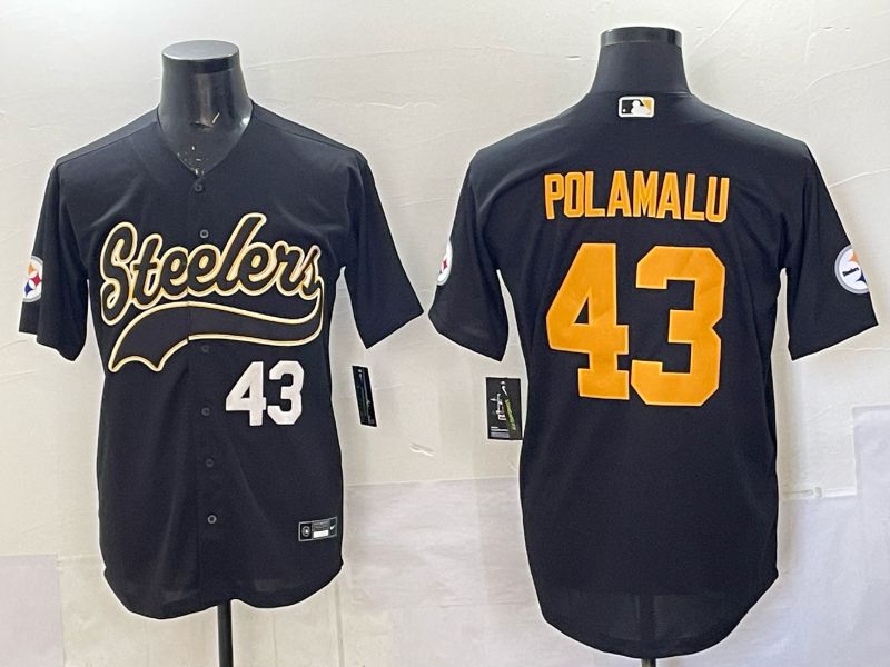Men 2025 Pittsburgh Steelers #43 Polamalu black 3th generation Joint Name Nike Limited NFL Jersey style 005
